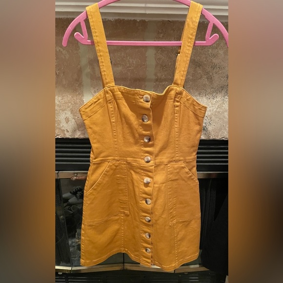 Divided H&M Romper denim mini dress side pockets Spring Summer Western 8 - Picture 1 of 8